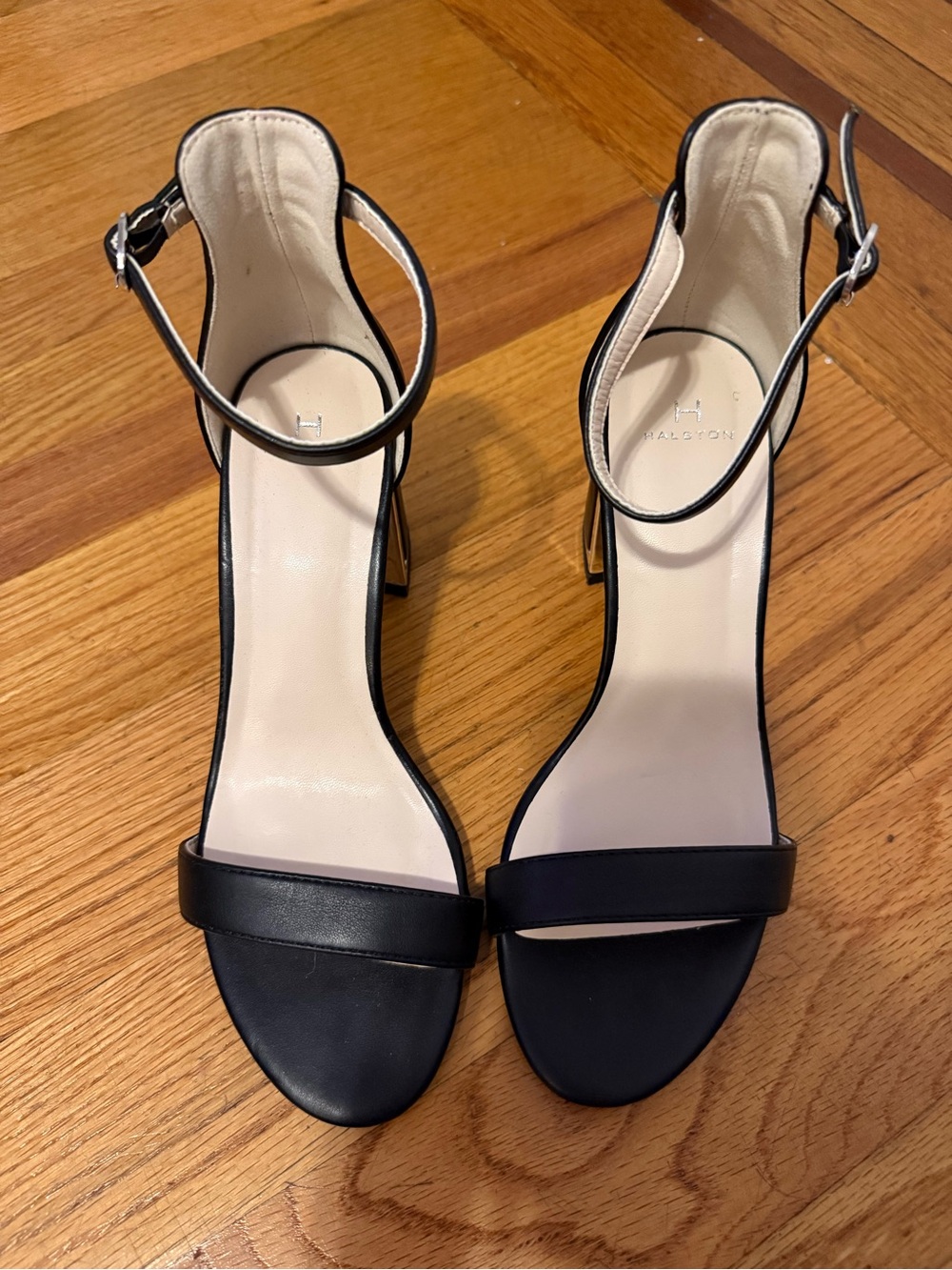 H by Halston Black Ankle-Strap Open-Toe Heels